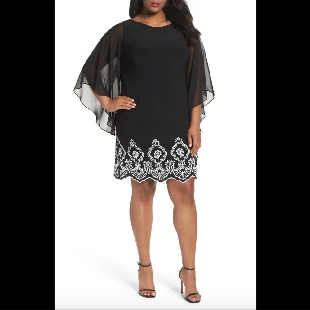 NWT $199 XSCAPE Beaded Hem Short Shift Dress Black